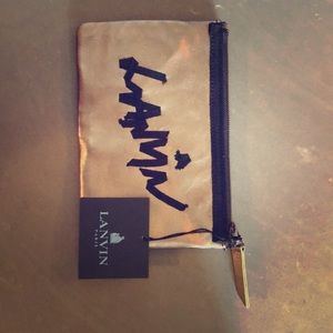 Lanvin - gold metallic leather clutch with tags